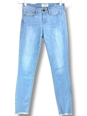 Frame Le Skinny de Jeanne Crop Jeans Raw Hem Stretch Denim Jerome Size 26 Casual